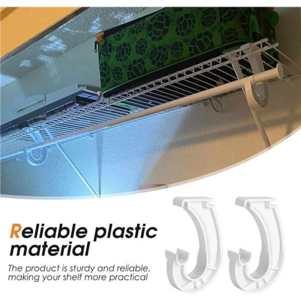 Closet Rod Support Brackets J Shaped Hanging Clothes Rack Holders Set of 4 Pack